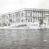 View from the sea of the burnt shell of Ciragan Palace and the main waterront gate, 1976