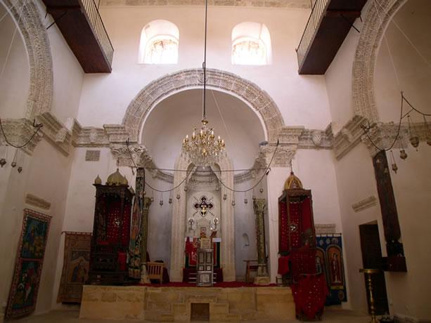 Interior view of Mor Hananyo Church at Deir Zafaran