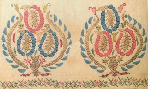 Embroidery, Bed Sheet, Early 19th Century