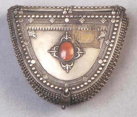 Silver With Agate Stone Capsul Case