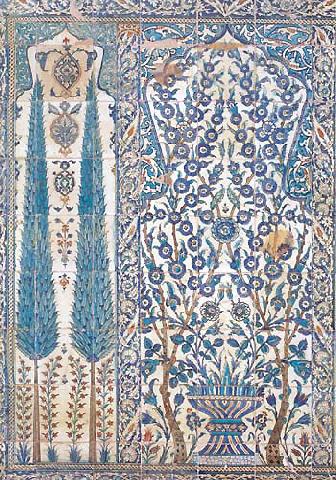 Flower Motifs In Tiles, The Cypress Designed Tiles, The Topkapi Palace Harem Entrance