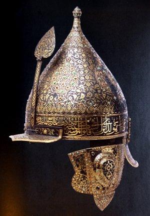 Ceremonial helmet, Istanbul, mid-16th century, iron, gold, ruby and turquoise