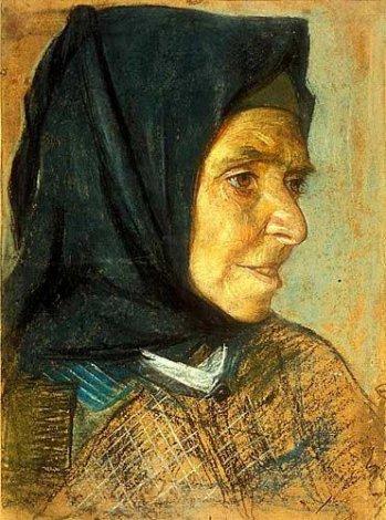 A portrait of an old lady, pastel on paper, 40 x 30 cm, The Museum of Painting and Sculpture in Istanbul